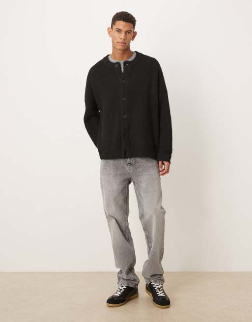 ASOS DESIGN - Super oversized gebreid vest met ronde hals in zwart, 2 van 5