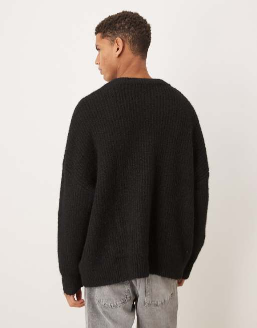 ASOS DESIGN - Super oversized gebreid vest met ronde hals in zwart, 3 van 5