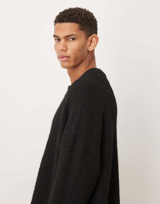 ASOS DESIGN - Super oversized gebreid vest met ronde hals in zwart, 4 van 5
