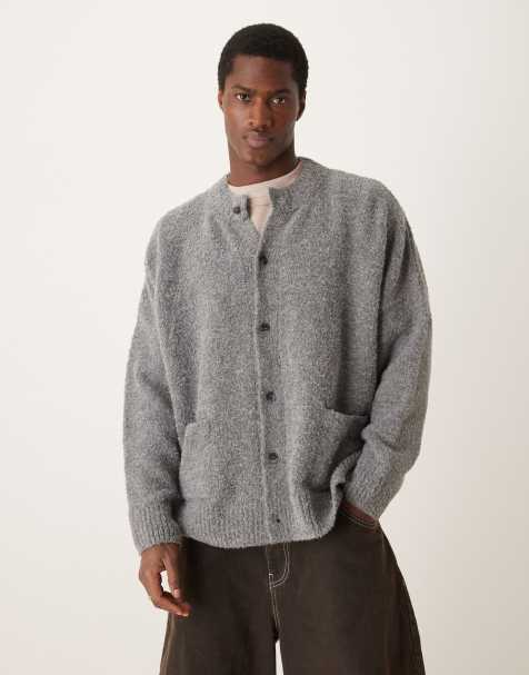 ASOS DESIGN - Super oversized gebreid vest met ronde hals, zakken en rechte pasvorm in gemêleerd grijs - view 1