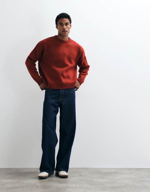 ASOS DESIGN super oversized gebreide trui in rood gemêleerd, 3 van 5