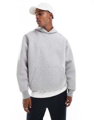Asos Design Oversized Polar Fleece Hoodie In Gray Heather-grey In Gray