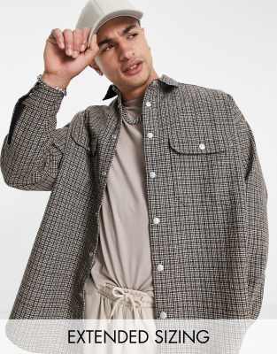 ASOS DESIGN super oversized heritage check wool mix shacket | ASOS