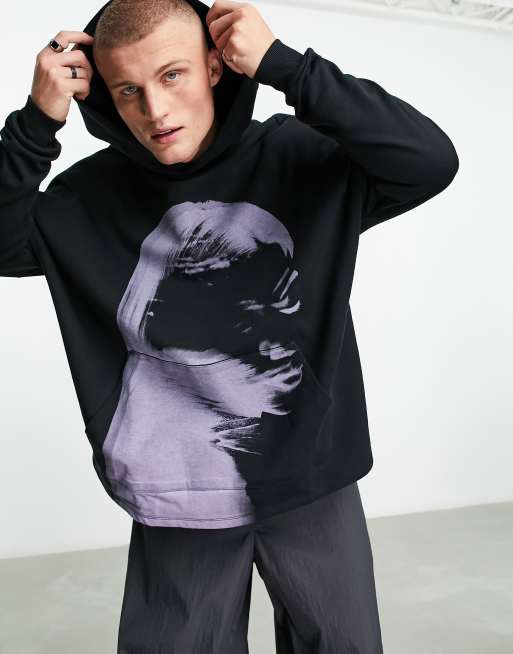 ASOS DESIGN super oversized hoodie in back with photographic print