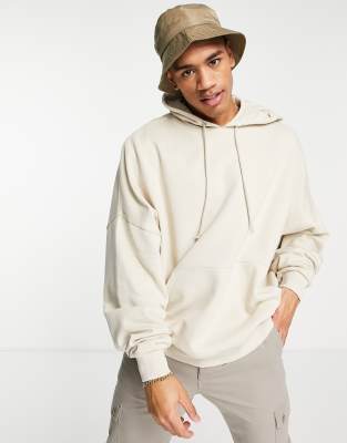 Asos Design Super Oversized Hoodie In Beige-neutral
