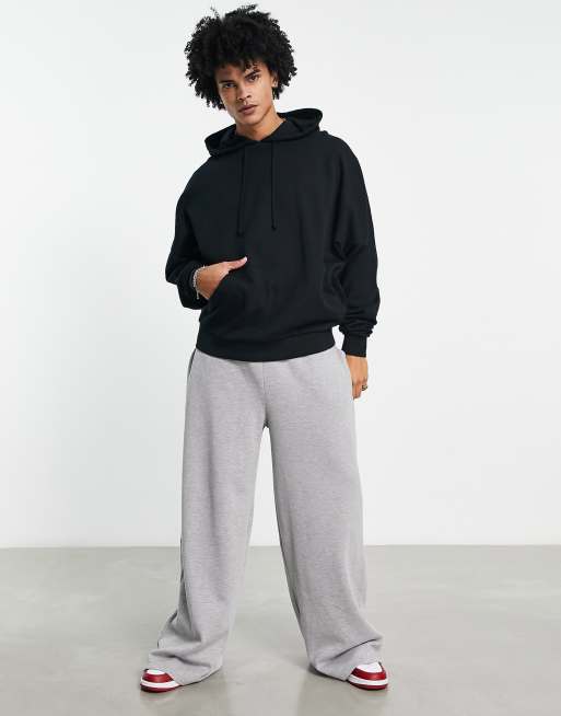 ASOS DESIGN Tall lounge super soft rib oversized hoodie with splits & legging  set in black