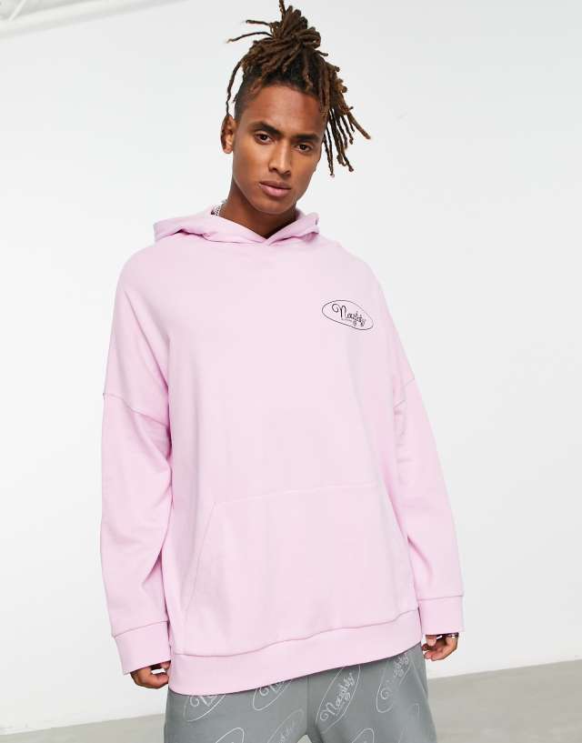 ASOS DESIGN super oversized hoodie in lavender with with logo chest print - part of a set