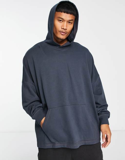 ASOS DESIGN super oversized hoodie in navy with photographic back print