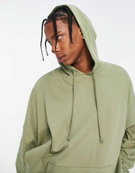 ASOS DESIGN super oversized zip through hoodie in khaki