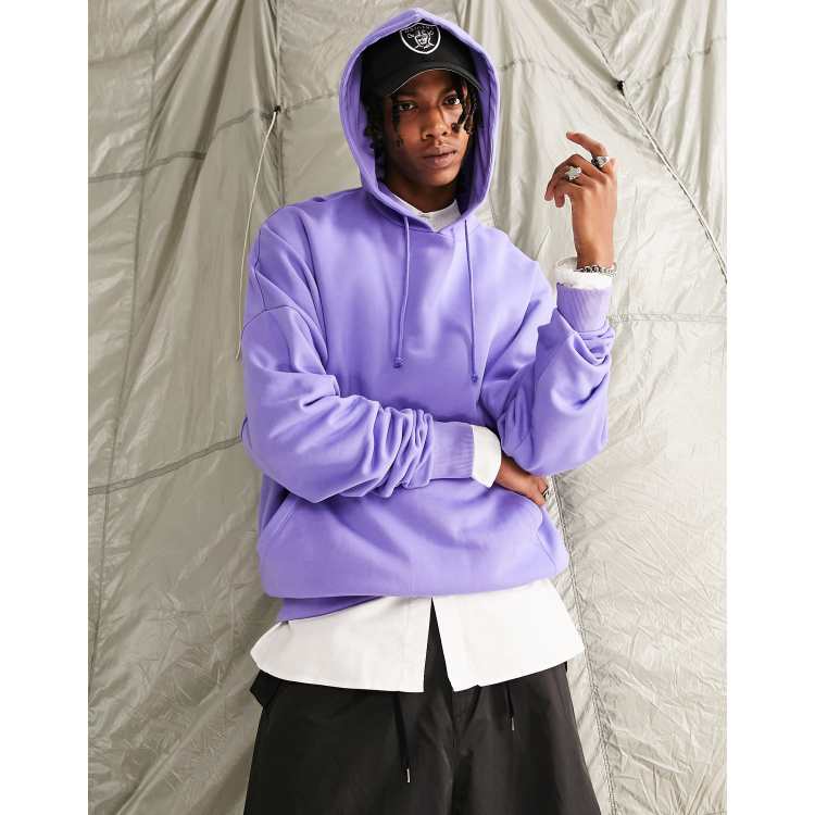 ASOS DESIGN super oversized zip through hoodie in washed purple