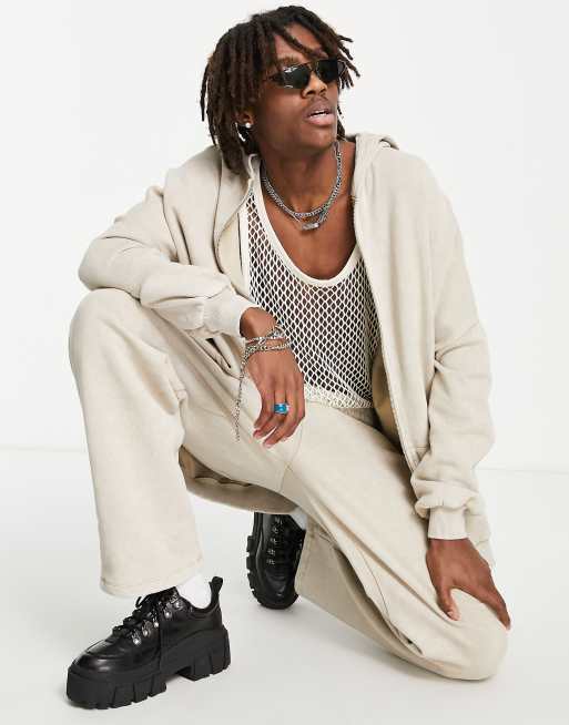 ASOS DESIGN super oversized hoodie in washed beige - part of a set