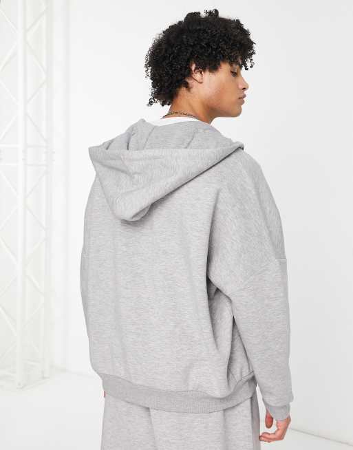 ASOS DESIGN - Super oversized hoodie met rits in gemêleerd grijs, deel van co-ord set, 4 van 4