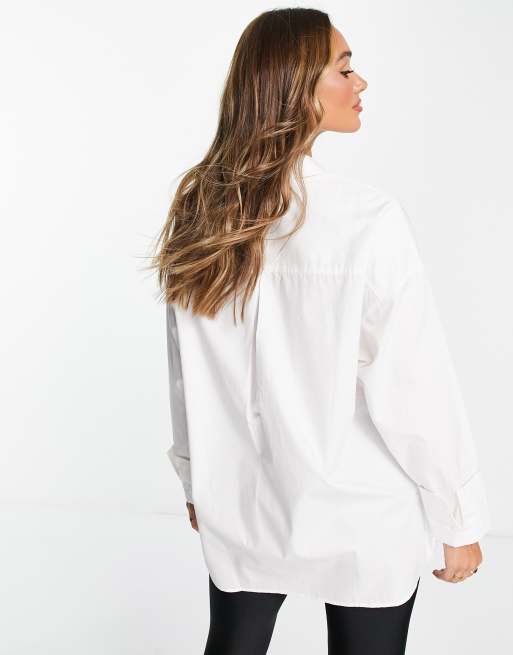 ASOS DESIGN - Super-oversized hvid dad-skjorte i bomuld i afslappet pasform, 4 af 4