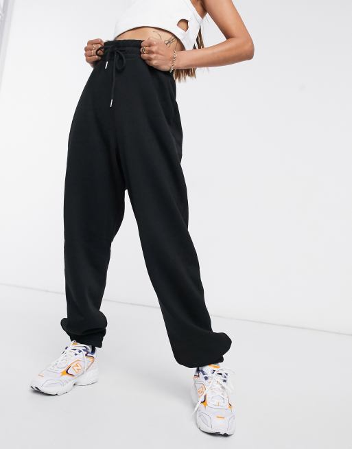 ASOS DESIGN oversized wide leg joggers in black