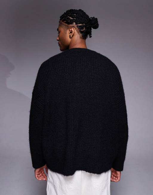 ASOS DESIGN super oversized knit crew neck cardigan in black