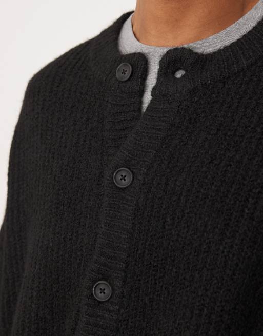 トップス ALMOSTBLACK OVERSIZE KNIT CARDIGAN Monki knit button front oversized cardigan in black | ASOS