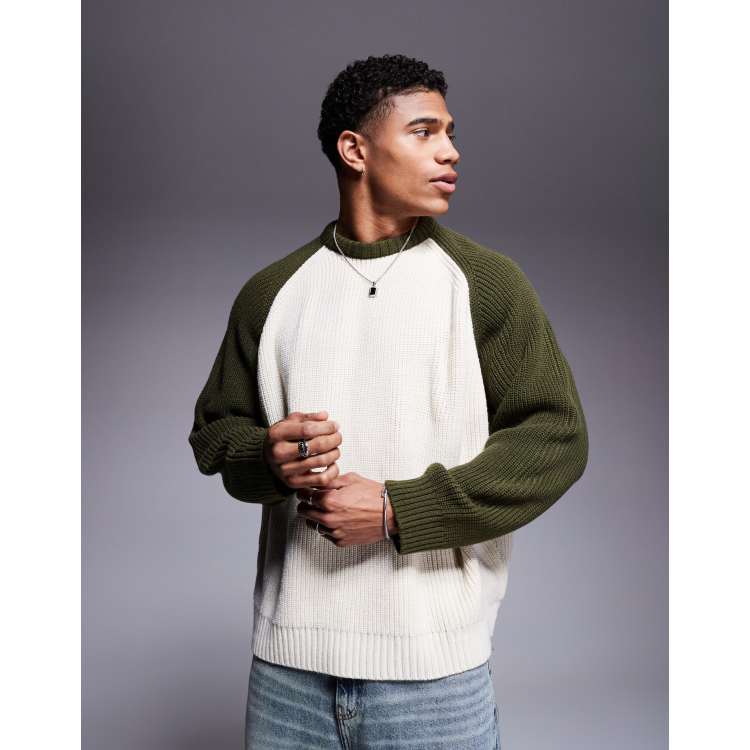 ASOS DESIGN super oversized knit fisherman rib raglan sleeve