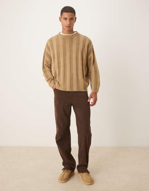 ASOS DESIGN super oversized knit rib sweater in beige
