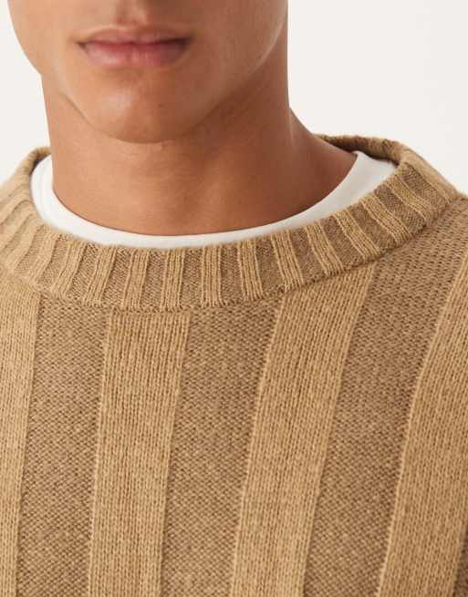 ASOS DESIGN super oversized knit rib sweater in beige