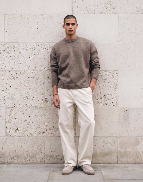 ASOS DESIGN super oversized knit sweater in heathered brown - view 1