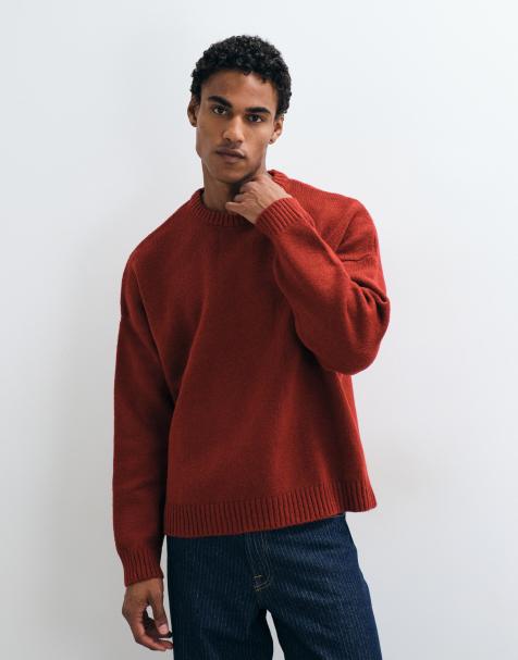 ASOS DESIGN super oversized knit sweater in red heather - view 1