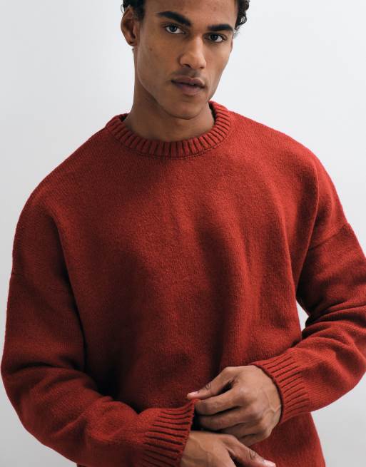 ASOS DESIGN super oversized knit sweater in red heather, 2 of 5