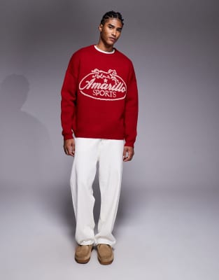 Asos Design Super Oversized Knit Sweater In Red