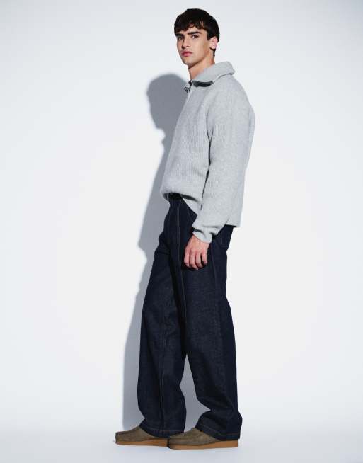 ASOS DESIGN super oversized knitted funnel neck jumper in grey, 2 of 5