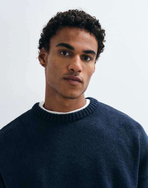 ASOS DESIGN super oversized knitted jumper in navy marl, 5 of 5