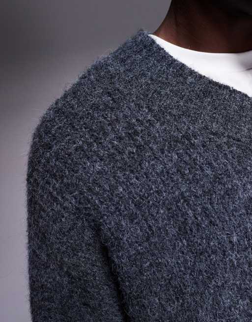 ASOS DESIGN super oversized knitted v-neck jumper in charcoal, 5 of 5