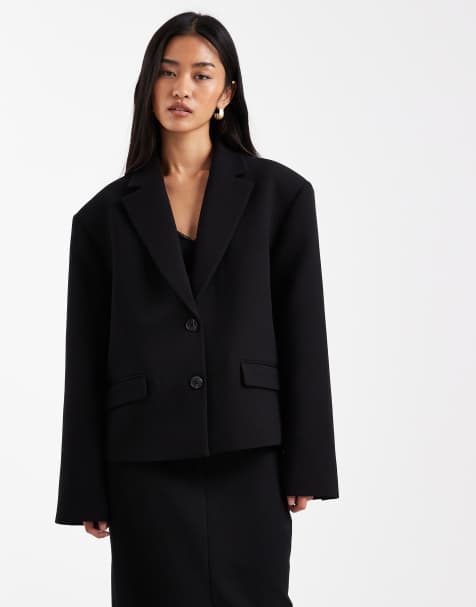 ASOS DESIGN super oversized mansy blazer in black - part of a set - view 1