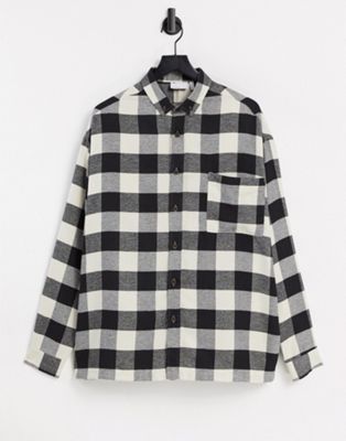 ASOS DESIGN super oversized monochrome flannel check shirt (22180082)