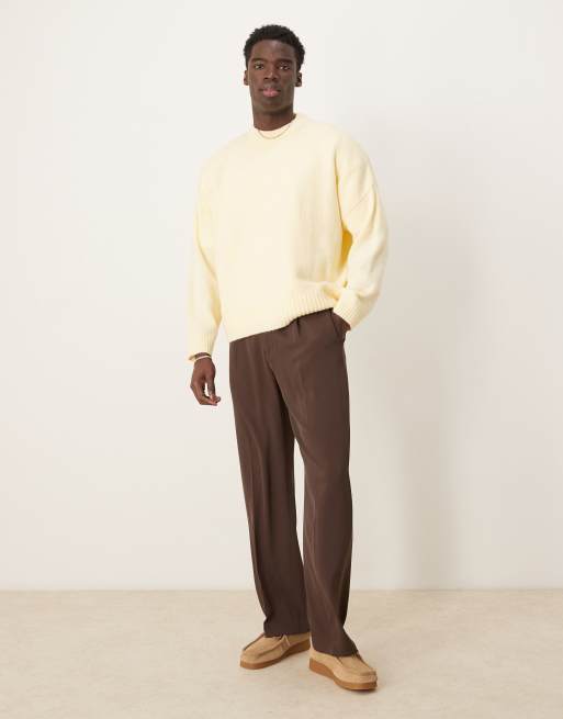 ASOS DESIGN - Super-oversized og lysegul striktrøje med rund hals og firkantet pasform, 2 af 4