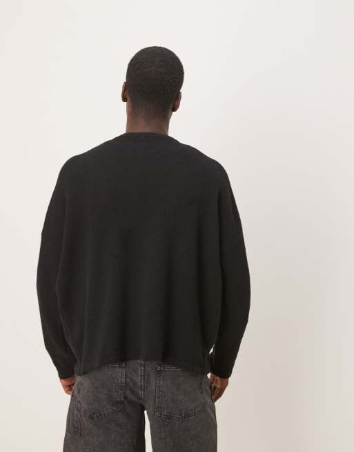 ASOS DESIGN - Super oversized recht lichtgewicht trui in gebreide zwarte boucle, 4 van 4