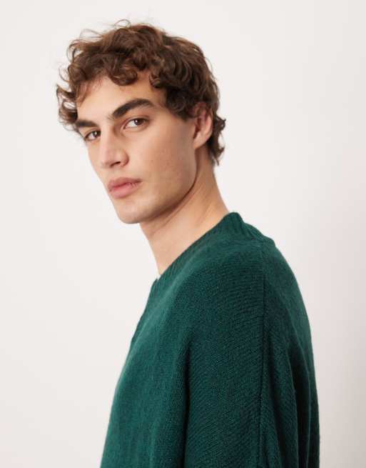 ASOS DESIGN - Super oversized rechte gebreide trui met V-hals in groen	, 4 van 5