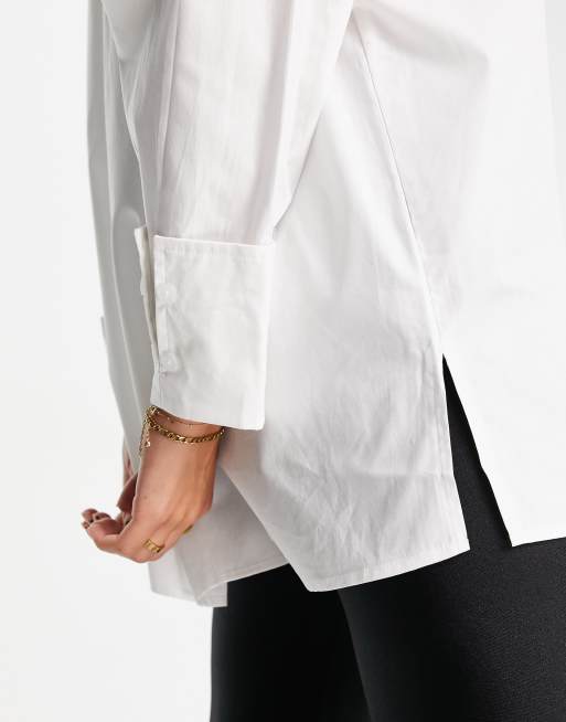ASOS DESIGN super oversized relaxed cotton dad shirt in white, 3 of 4