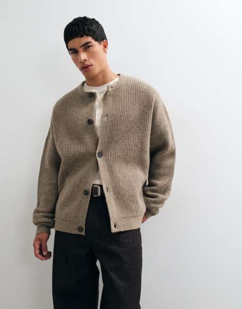 ASOS DESIGN super oversized ribbed knitted cardigan in brown marl - view 1