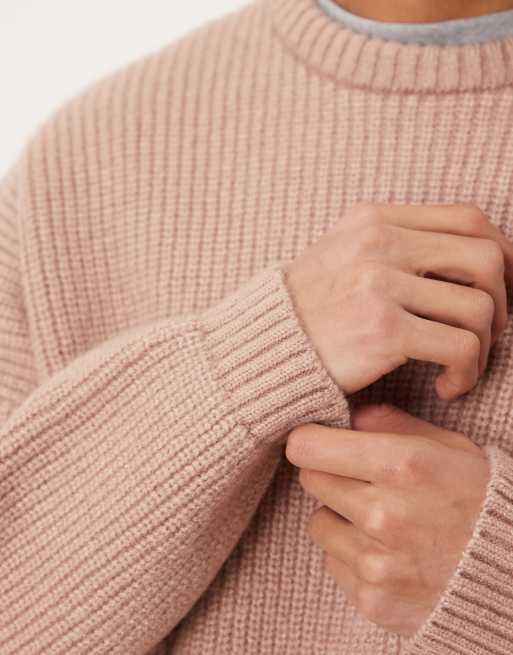 ASOS DESIGN - Super-oversized rosa trøje i fisker-ribstrik med firkantet pasform, 5 af 5