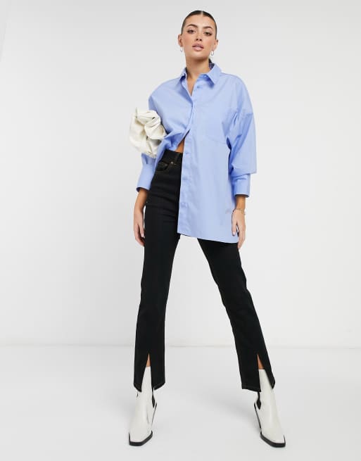 ASOS DESIGN - Super oversized ruimvallend dad overhemd van katoen in lichtblauw, 4 van 4