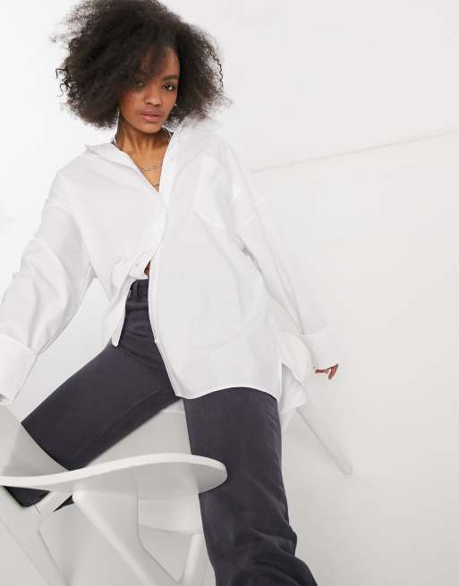 ASOS DESIGN - Super oversized ruimvallend katoenen dad overhemd in wit