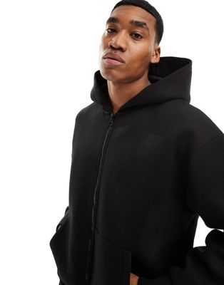 ASOS DESIGN oversized scuba hoodie with zip in black