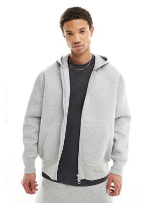 ASOS DESIGN extreme oversized scuba hoodie with zip in grey marl