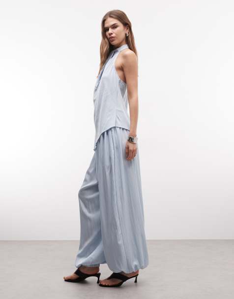 ASOS DESIGN super oversized soft volume trousers co-ord in blue