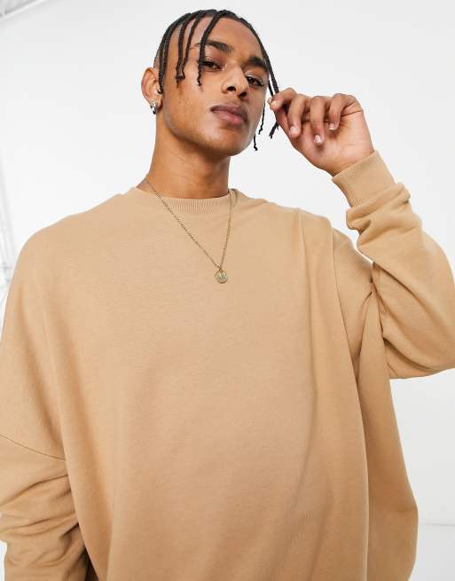 ASOS DESIGN super oversized sweatshirt in beige