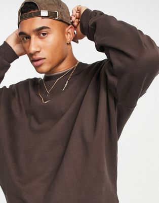 ASOS DESIGN super oversized sweatshirt in brown - ASOS Price Checker