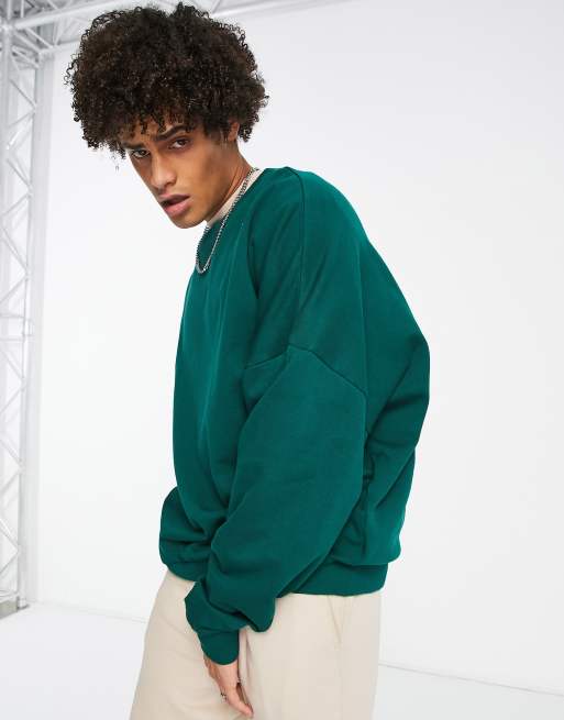 ASOS DESIGN super oversized sweatshirt in dark green | ASOS