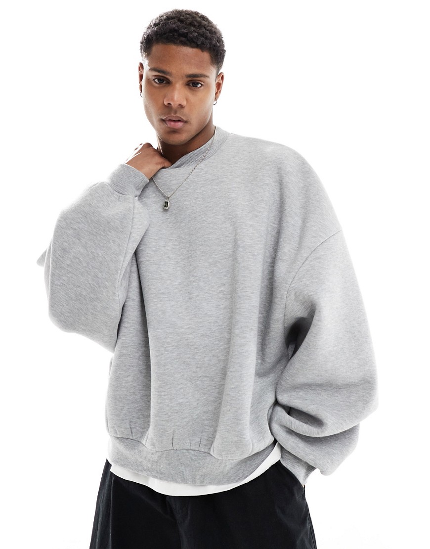 Asos Design Heavyweight Oversized Sweatshirt In Gray Heather