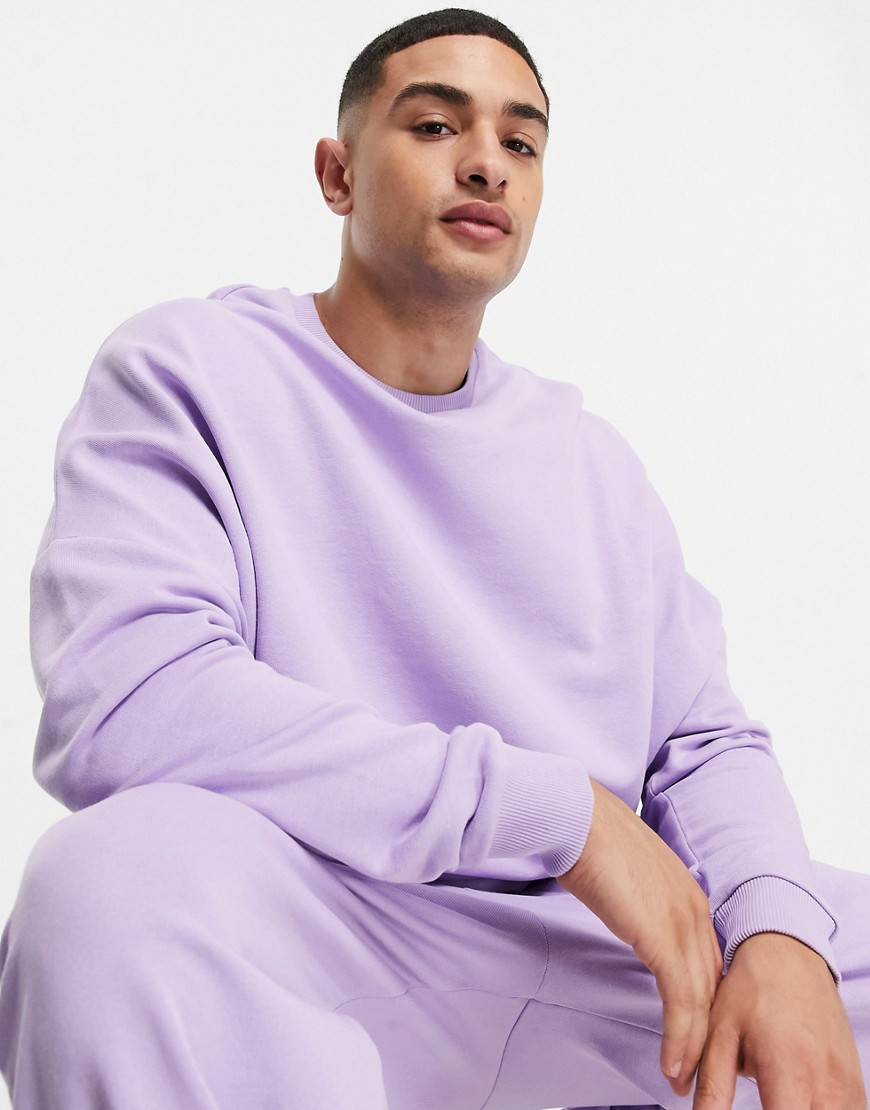 ASOS DESIGN super oversized sweatshirt in lilac - part of a set-Purple