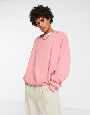 ASOS DESIGN super oversized sweatshirt in pink - ASOS Price Checker