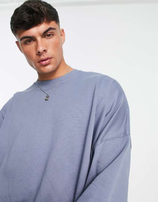 ASOS DESIGN super oversized sweatshirt in washed blue | ASOS